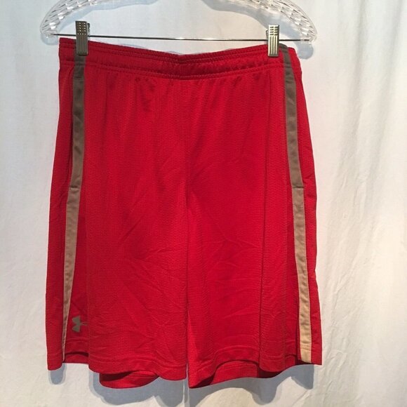 Under Armour Loose Fit Basketball Shorts Youth Red/Gray SZ G/LG - Picture 1 of 4